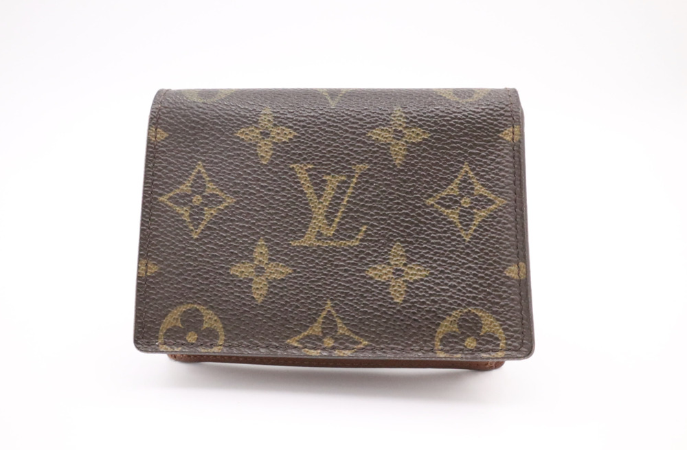 Louis Vuitton Authentic Monogram Bi-fold Card Wallet Pouch Leather Canvas Brown